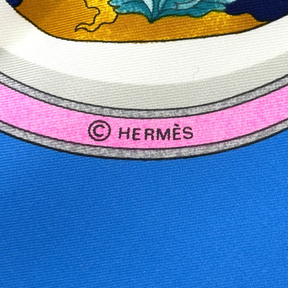 HERMES Blue Silk Scarf - Picture 4 of 12